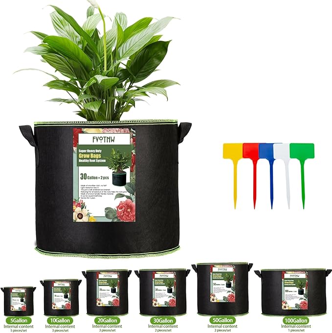 3-Pack 20 Gallon Grow Bags, Thickened Nonwoven Fabric Pots with Handles,Durable Garden Planters Aeration Gardening Container to for Plants, Vegetables, and Flowers