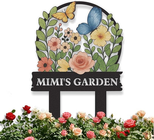 Personalized Garden Signs, Colorful Flowers Garden Decor for Outside, Decorative Yard Stakes, Metal Yard Art, Patio Decor, Custom Last Name Sign, Lawn Art, Gardening Gifts Color03
