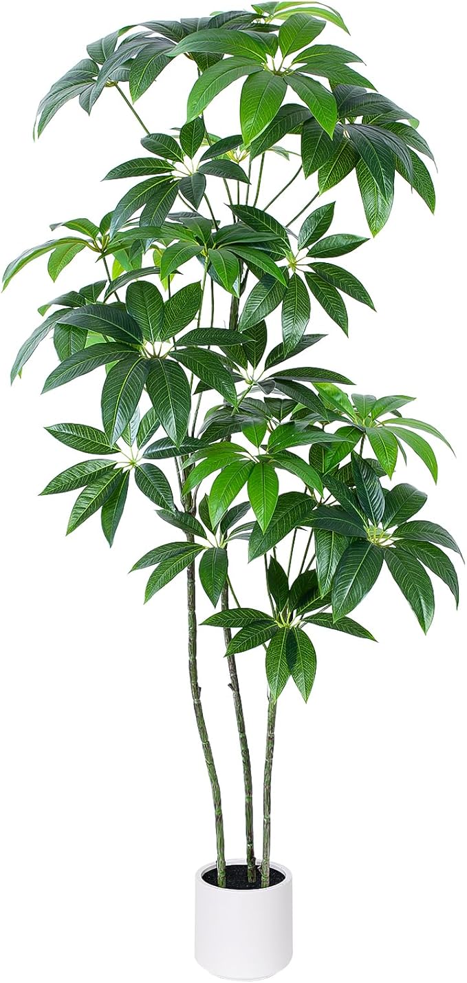 Money Tree Artificial - 6 FT Tall Fake Tree with Decorative planters - Large Faux Plants Lifelike Branches & Foliage - Artificial Plants Indoor for Home Office Living Room Decor