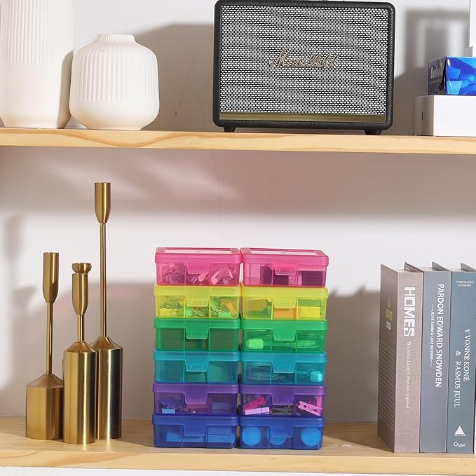 novelinks 18 Pack Small Plastic Storage Containers Color Arts & Crafts Storage Boxes & Organizers Stackable Small Containers With Lids For Organizin (Set 2)