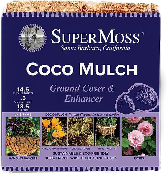 SuperMoss (23248) Coco Mulch, Mini Bale (0.6 ft3), Natural Brown