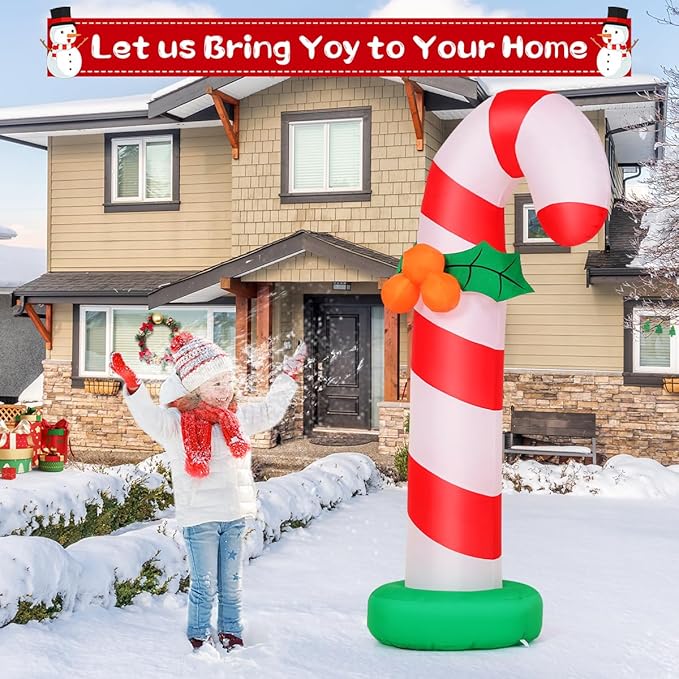 GOOSH 6 FT Christmas Inflatables Candy Cane Outdoor Decorations Blow Up Yard Candy Cane with Built-in LEDs for Holiday Xmas Garden Lawn Decor