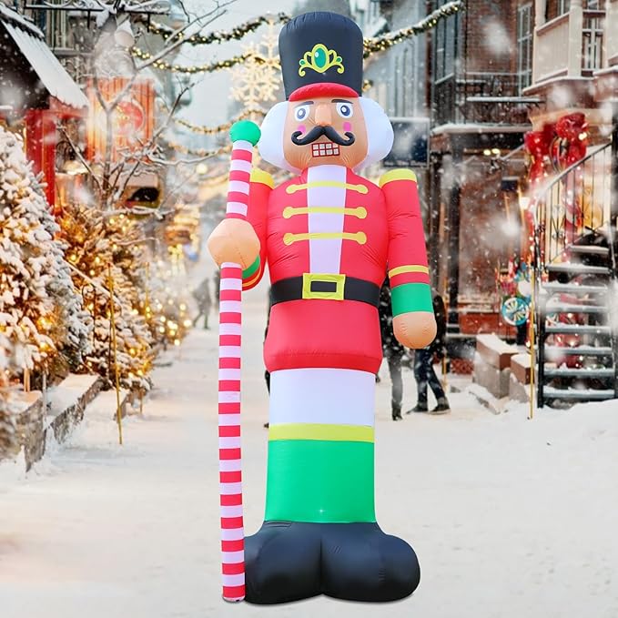 12ft Giant Christmas Inflatables Christmas Inflatables Nutcracker Soldier Giant Blow Up Yard Decorations Christmas Inflatable with Built-in LED Lights Yard Lawn Garden Home Party Decor