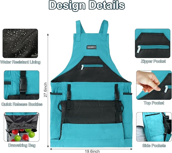 Garden Apron,Harvest Aprons with Pockets for Women and Men,Canvas Gardening Tool Belt, Gardening Gifts for Mom,Dad