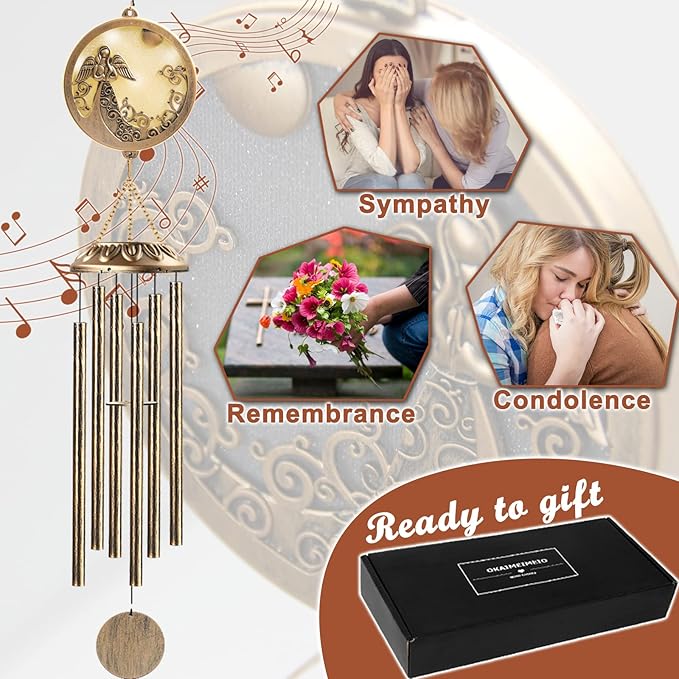 Wind Chimes, Solar Angel Wind Chimes Deep Tone, Memorial Gift for Mom/Grandma/Women, Windchimes Outdoor Clearance, Mother Garden/Patio/Yard Decor