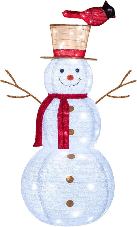 NALONE Lighted Snowman Christmas Decoration, Cool White Collapsible Snowman with LED Lights and Timer for Outdoor Yard Home (4FT)