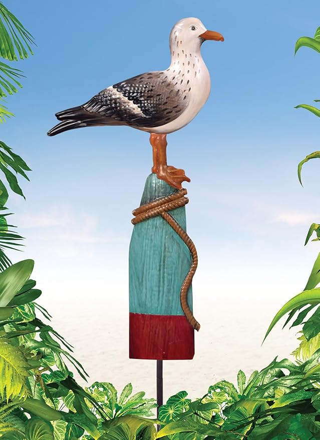 Sunset Vista Design Garden Stakes - Coastal Birds Metal Art for Yard or Patio Lawn Stake, 36-Inch, Seagull