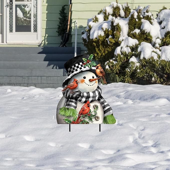 Briarwood Lane Snowman with Cardinals Metal Art