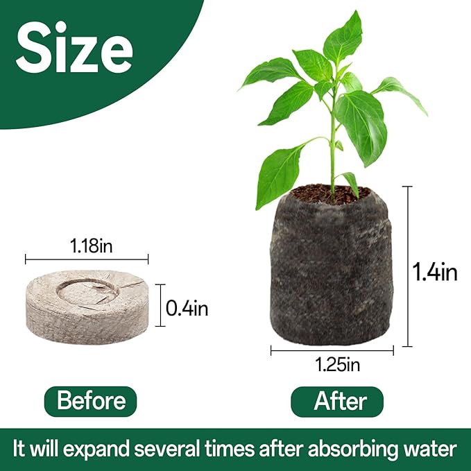 Halatool 50 Pcs 30mm Peat Pellets Block Potting Soil for Seedlings, Compressed Garden Soil Seed Starter Nutrient Peat Pods for Starting Seeds, Planting Flowers, Vegetables, Herbs