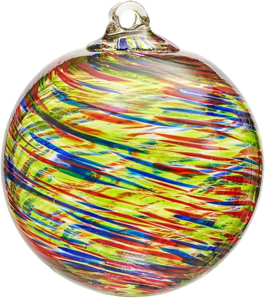 4”Christmas Balls, Gazing Balls Hanging Witch Balls, Hand-Blown Glass Ball Christmas Ornament for Window Outdoor Home Decor, Christmas Tree Decoration, Gifts for Women (Muticolored