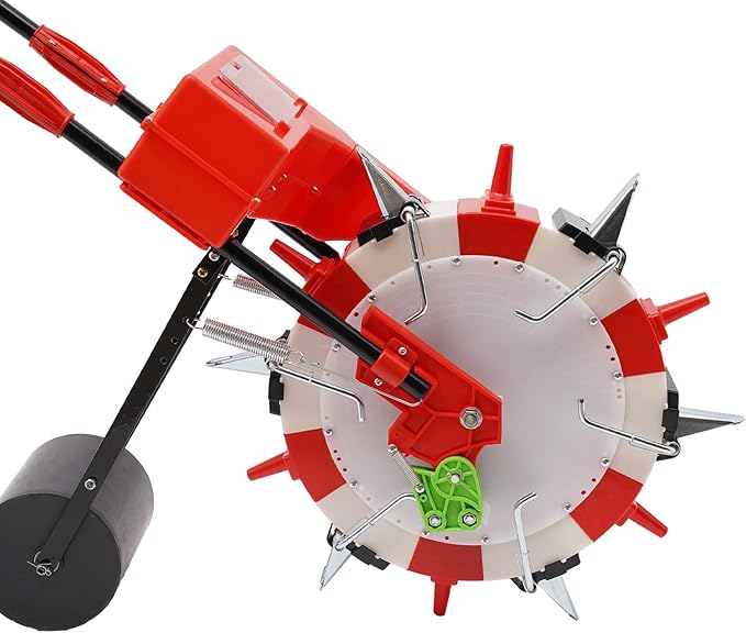Hand-Push Seeder, 8.27LBS 6 Nozzles Storage Box Precision Garden Seeder, Floor Standing Manual Seed Planter, Row Planter Seeder for Sowing Seeds, Plants, Corn, Vegetables, Etc(6 Nozzles)