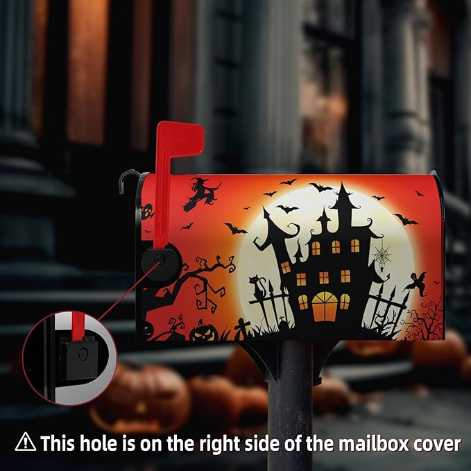 Halloween Mailbox Covers Castle Witch Magnetic Mailbox Cover Halloween Mail Box Wraps Post Letter Box Covers Garden Decorations Outdoor 21 X 18 Inch