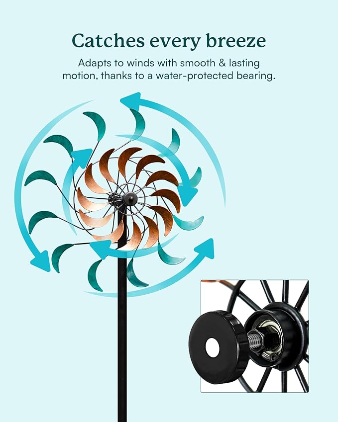Wind Spinners Outdoor - Metal Windmill for Yard, Garden Spinners with Stake, Yard Art, Ideal Lovely Gift for Family Friends(13'' W x 54'' H)