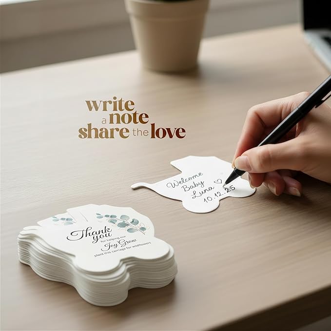Baby Carriage Seed Paper – 24 pcs Green Baby Shower Favors for Guests with Wildflower Seeds, Writable & Plantable, Gender Reveal, Birthday Gifts for Guest
