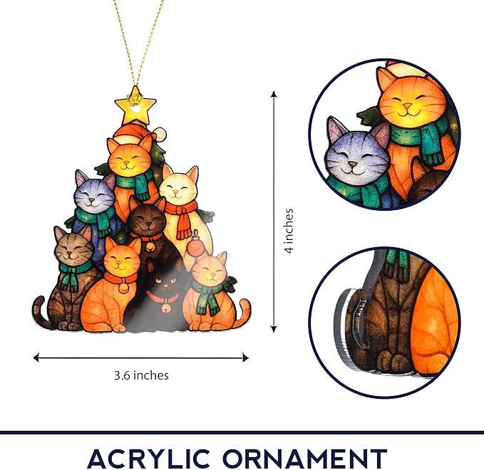Funny Christmas Ornaments 2025 cat Ornaments - cat Christmas Ornament - Cats Ornaments for Christmas Tree - Christmas Ornament - Cats Christmas Decor - catt Lover Gifts
