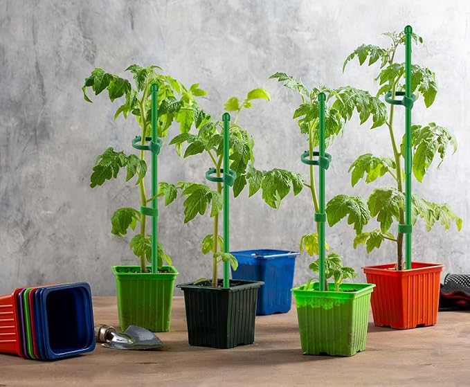 Plant Stakes 15inch 10Pcs Plant Support Stakes Orchid Stakes Extended to 2ft 3ft 4ft, Toylin Garden Stake with Clips for Indoor Outdoor Plants, Monstera,Orchids,Tomatoes