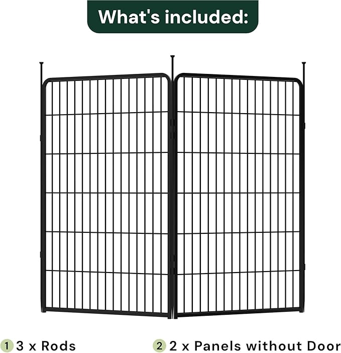 SunsGrove Garden Fence 45 in(H) x 4.5 ft(L) 2 Panels, Heavy Duty Metal Animal Barrier Fence for Dogs, Easy No-Dig Setup, Decorative Dog Fences, Black