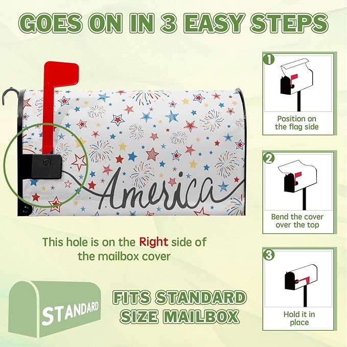 Fourth of July Firework Mailbox Covers Magnetic Patriotic Mail Box Cover Colorful Star Post Letter Box Cover Wrap Home Decor Outdoor Yard Decoration for Garden Standard Size 21x18 in