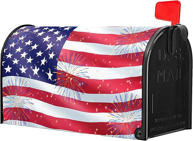 4th of July Mailbox Covers Magnetic Standard Size 21 X 25.5 Inch Patriotic American Flag Memorial Day Magnetic Mailbox Cover Wraps Post Box Cover Decoration Outdoor Garden Home Yard Outside