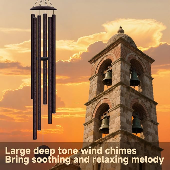 66" Extra Large Wind Chimes for Outside Deep Tone, 6 Thick and Bold Aluminum Tubes Tuned Relaxing Melody Wind Chime, Big Wind Chimes for Garden Patio Decor, Great Gift Idea for Mother's Day (Bronze)
