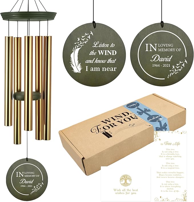 ASTARIN Memorial Angel 36" Wind Chimes, Personalized Name Sympathy Wind Chime, in Memory of Loss Mom Loved One, Large Deep Tone Bereavement Windchimes for Outdoors Outside(Produced in USA)