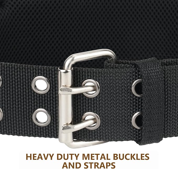 Padded Tool Belt,4-Inch Heavy Duty Tool Belts for Men with 5 Suspenders Ring,Work Belts for Electrician,Carpenter,Construction,Utility Belt,Adjustable Waist 34''-47''(Pouch not Included)