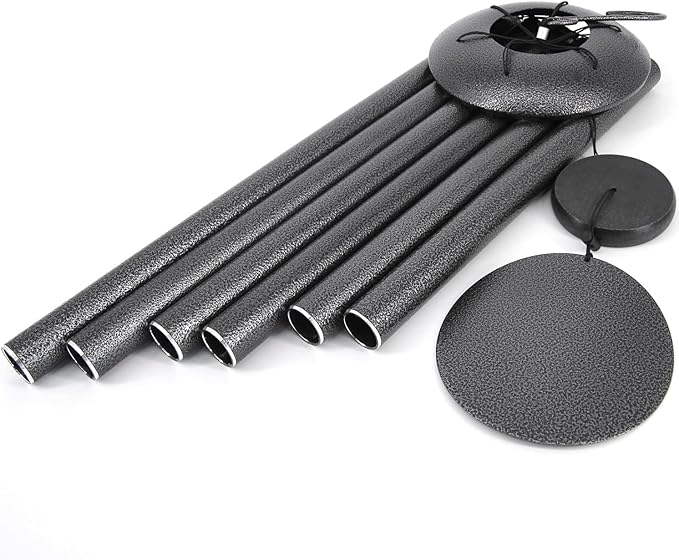 ASTARIN Wind Chimes Outdoor Deep Tone,45-Inch Memorial Wind Chimes Large with 6 Heavy Tubes,Unique Windchimes Outdoor for Garden Hanging Decor,Sympathy Gifts,Black Grey