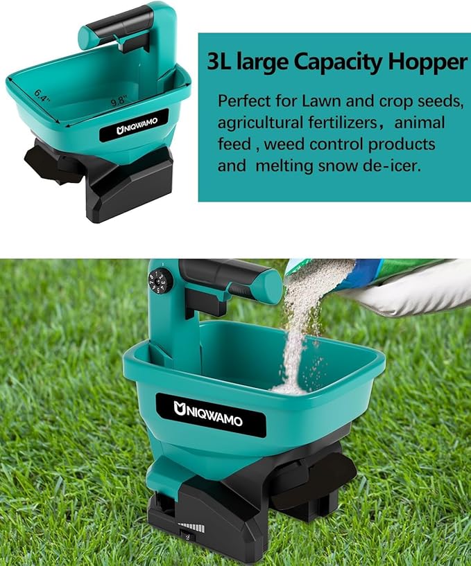 Grass Seed Spreader Compatible for Ma-kita BL1820B BL1830B BL1840 18v Li-ion Battery, Handheld Power Spreader, Available Year-Round, Seed Spreaders for Lawns, Rock Salt (Battery not Included)