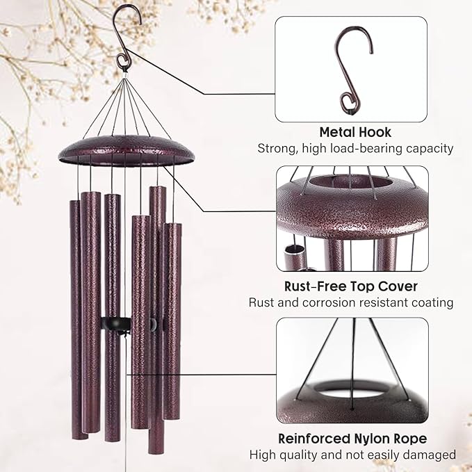 ASTARIN 36" Large Deep Tone Personalized Sympathy Wind Chimes, Memorial Wind Chime for Loss of Mother Father Loved One, Tree of Life Bereavement Gifts Decor Outdoor Patio Garden(Produced in USA)