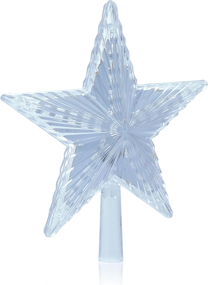 Alpine Corporation 8" H Flashing 5-Point Star Tree Topper with 31 Multi-Colored LED Lights, Christmas Decoration