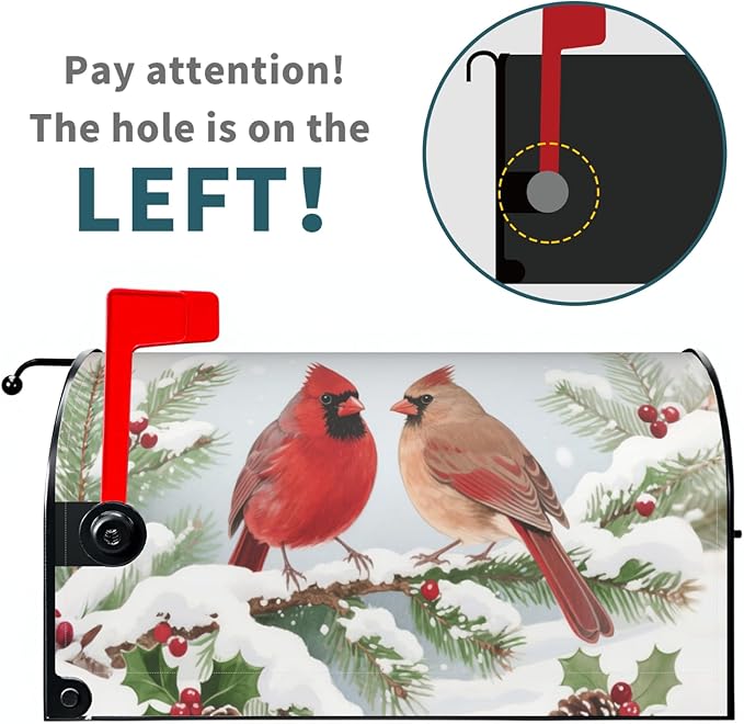 Winter Cardinal Bird Mailbox Covers Magnetic Standard Size Snow Scene Christmas Holiday Mailbox Wraps Seasonal Outdoor Decorative Letter Box Cases for Home Garden Outside Decor, 21x18 Inch