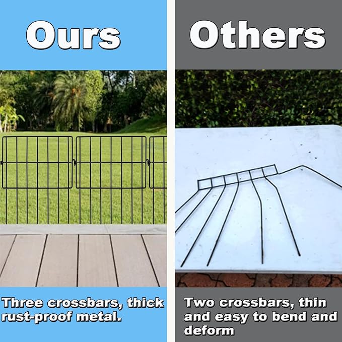 Decorative Garden Fence 17in x10.8ft,10 Pack Rustproof Metal No Dig Fence Animal Barrier for Dog and Rabbits,Square Flower Bed Edging Ornamental Wire Border Panel Fencing,Yard Patio Defense(Square)