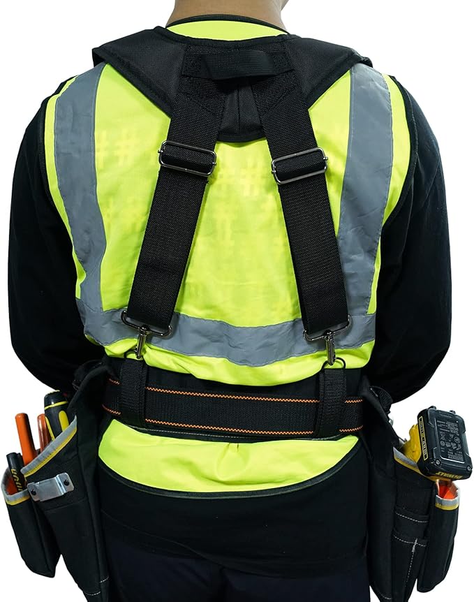 MELOTOUGH Tool Belt Suspenders Construction Bag Suspenders Heavy Duty Padded Work belt Suspenders for Carpenter/Electrician/Roofing/Farmer work Suspension Rig