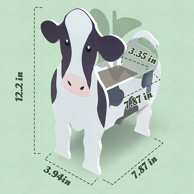 Cow Planter, Cute Animal Shape Flower Planters, Plant Pots for Indoor/Outdoor Garden Decor, Unique Gifts/Souvenirs for Pet Lovers (Dairy Cow 2D)
