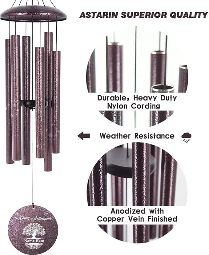 Personalized Retirement Wind Chimes, Tree of Life Wind Chime Outdoor, Retirement Gift Ideas, Retirement Gifts for Women/Men, 2024 Retirement Wind Chime Gifts