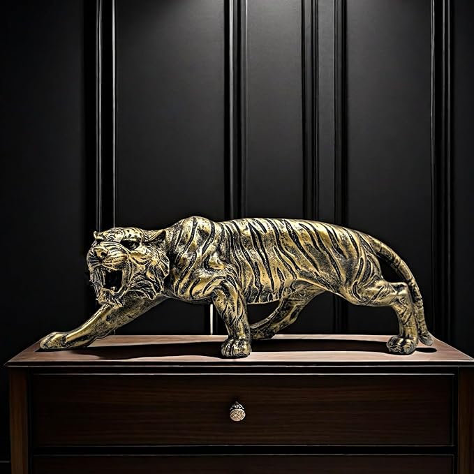 15.5 Inch Large Tiger Statue Figurine Sculpture Collectible Gifts for Tiger Lover Office Home Decor Desk Accessories Decoration Garden Figurines Outdoor Decor Bronze