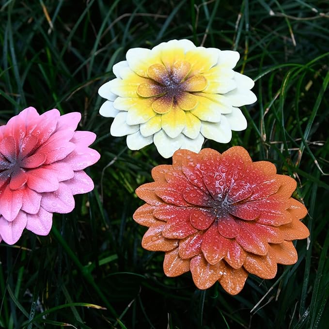 7Pcs/Set Metal Flower Garden Stakes,Metal Eyes Flowers Outdoor Decor Stake Yard Art Decoration,Garden Plant Stick Spring Patio (C)