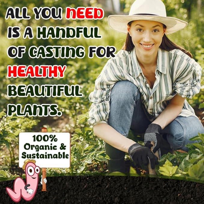 Organic Worm Castings For Plants 10 Lb - Vermicast from Red Worms for Composting - Soil Amendments & Gardening Soil for Outdoor Vegetables - Fine & Crumbly Worm Castings for Indoor Plants