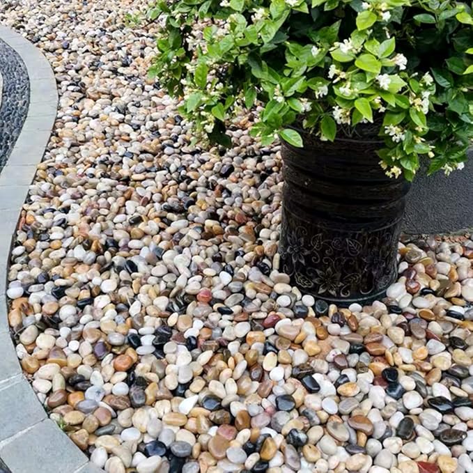 White Pebbles for Indoor Plants, Natural Polished River Rocks, Small Decorative Stones for Planters Vase Fish Tank Aquariums Landscaping Garden, 5lbs