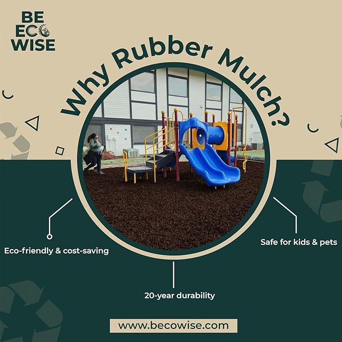 – 100% Wire-Free Premium Grade Nugget Rubber Mulch for Playgrounds & Landscaping | Safe for Kids & Pets, No Replacement Needed, Ultra Durable | Brown, 20 lb (0.8 cu ft)