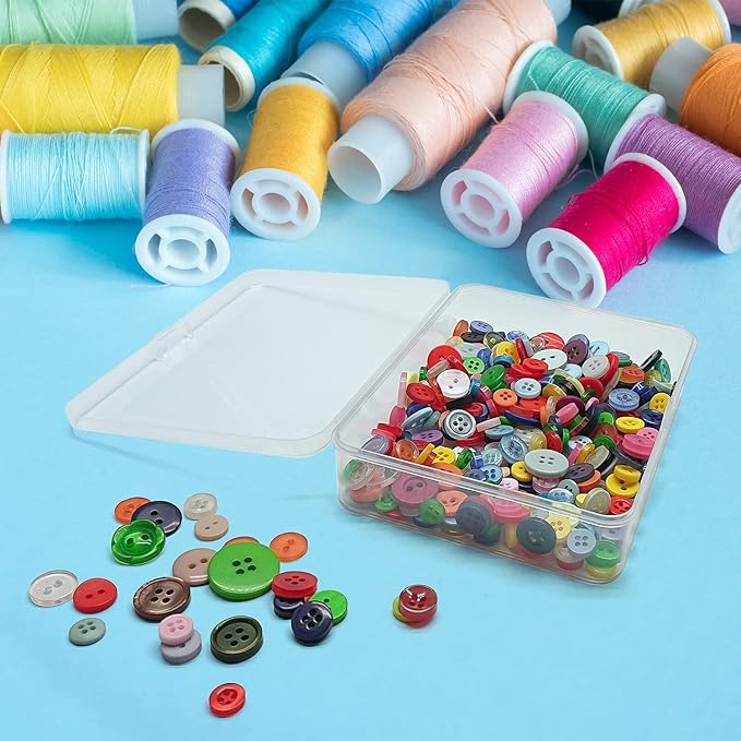 Goiio 6 Pcs Mini Plastic Storage Containers Box with Lid, 5x4x1.3 Inches Clear Rectangle Box for Collecting Small Items, Beads, Game Pieces, Business Cards, Crafts Accessories