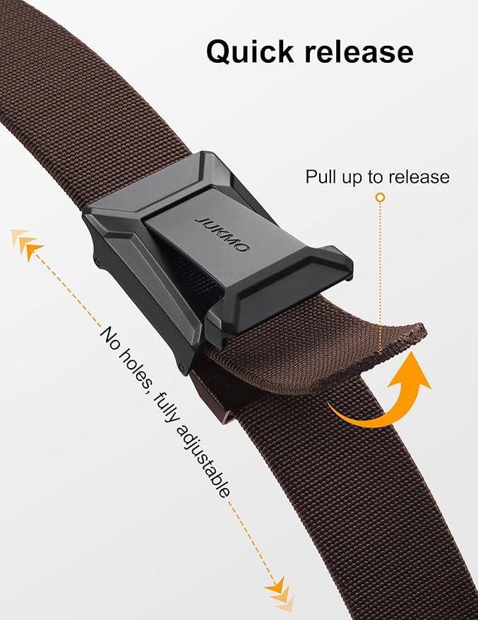 JUKMO Stretch Tactical Belt for Men, Military Work Rigger Hiking 1.5" Elastic Nylon Web Ratchet Quick Release Belt