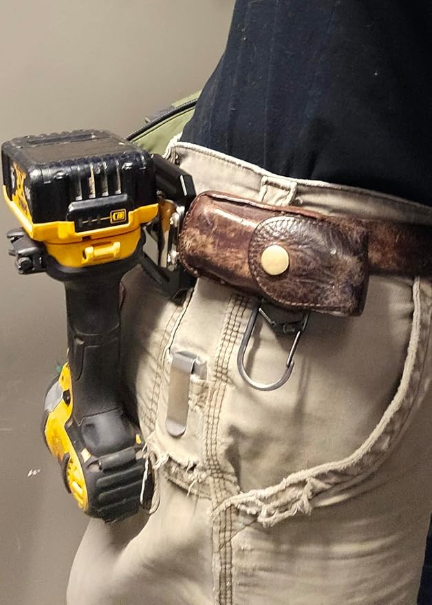 ULIBERMAGNET Drill Holder Belt Clip,Heavy Duty Clip-On Tape Measure Belt Holder,Soild Aluminum Tools Holster with Belt Clip Hook for Cordless Drill,Impact Driver,Tape Measure,Tools with Hanger Clips
