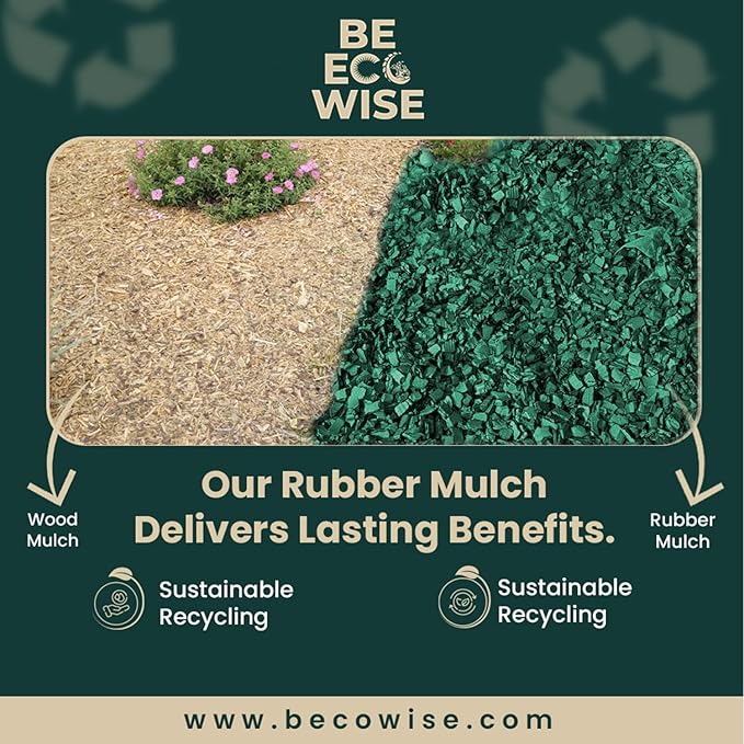 – 100% Wire-Free Premium Grade Nugget Rubber Mulch for Playgrounds & Landscaping | Safe for Kids & Pets, No Replacement Needed, Ultra Durable | Green, 20 lb (0.8 cu ft)