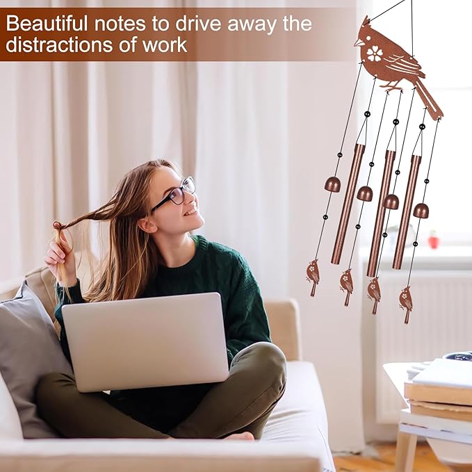Metals Cardinal Wind Chimes for Outside to Create a Zen Atmosphere Suitable for Outdoor Garden Patio Home Decor,Melodious Melodic Tones Wind Chimes Suitable as A Birthday Gift for Women Mom