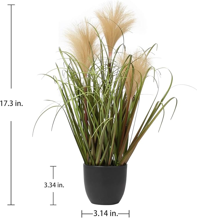 Briful Fake Plants 17" Artificial Potted Plants Faux Onion Grass Plants Indoor for Home Office Bedroom Living Room Table Decoration
