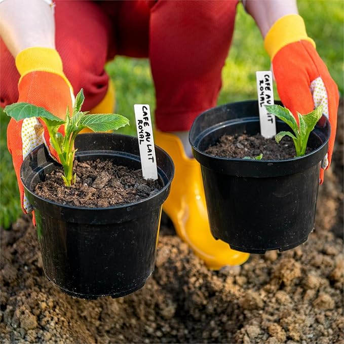 Dalzom® 300Pcs 4" Plant Labels with Marker Pen, Waterproof Plastic Plant Tags for Outdoor Seedlings Vegetable Garden Signs Markers Label Stakes (White)