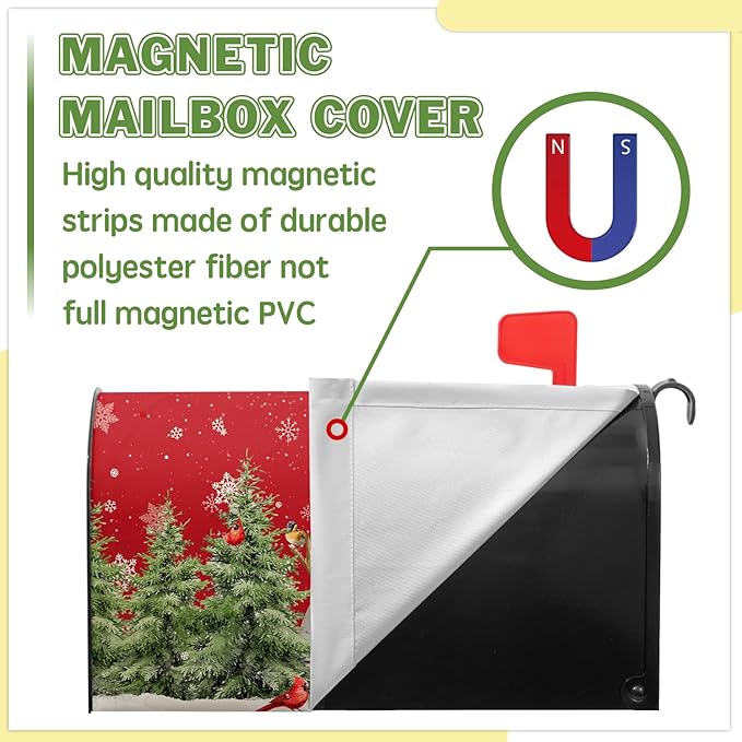 Christmas Snowman Mailbox Covers Winter Red Snowman Magnetic Mailbox Covers Xmas Tree Mail Box Wraps Standard Size 21x18 inch Home Decor Outdoor Yard Decoration for Garden