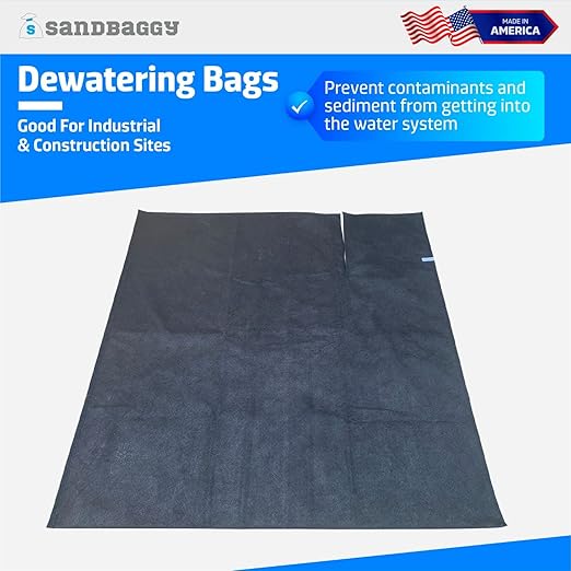 Sandbaggy Dewatering Bags - Made in America - Filters Sediment, Silt, Oil, Sludge - Use for Construction Sites, Dredging - Material: Non Woven Geotextile Fabric (5 ft x 10 ft, 1)