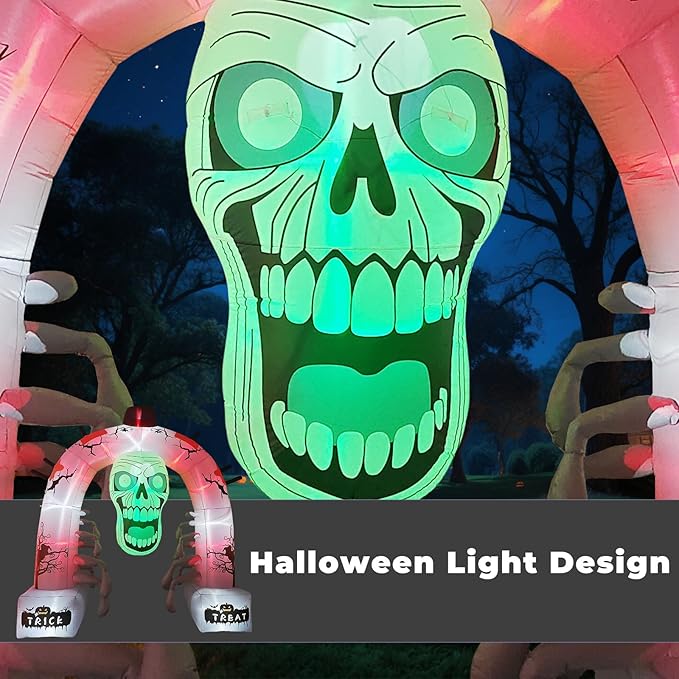 DILANSHOP 12FT Halloween Inflatable Arched Door Giant Scary Skeleton with Built in LED Lights, Spooky Outdoor Decoration for Front Yard Lawn Garden - Halloween Party Holiday Blow Up Decor